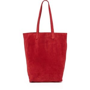 BAGGU BASIC TOTE IN RED SUEDE